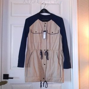 NWT BCBG MaxAzria "Marie" Navy & Oatmeal Windbreaker Jacket M/L